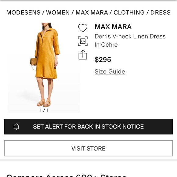 MaxMara | Derris V-Neck Linen Dress in Ochre - Picture 11 of 16